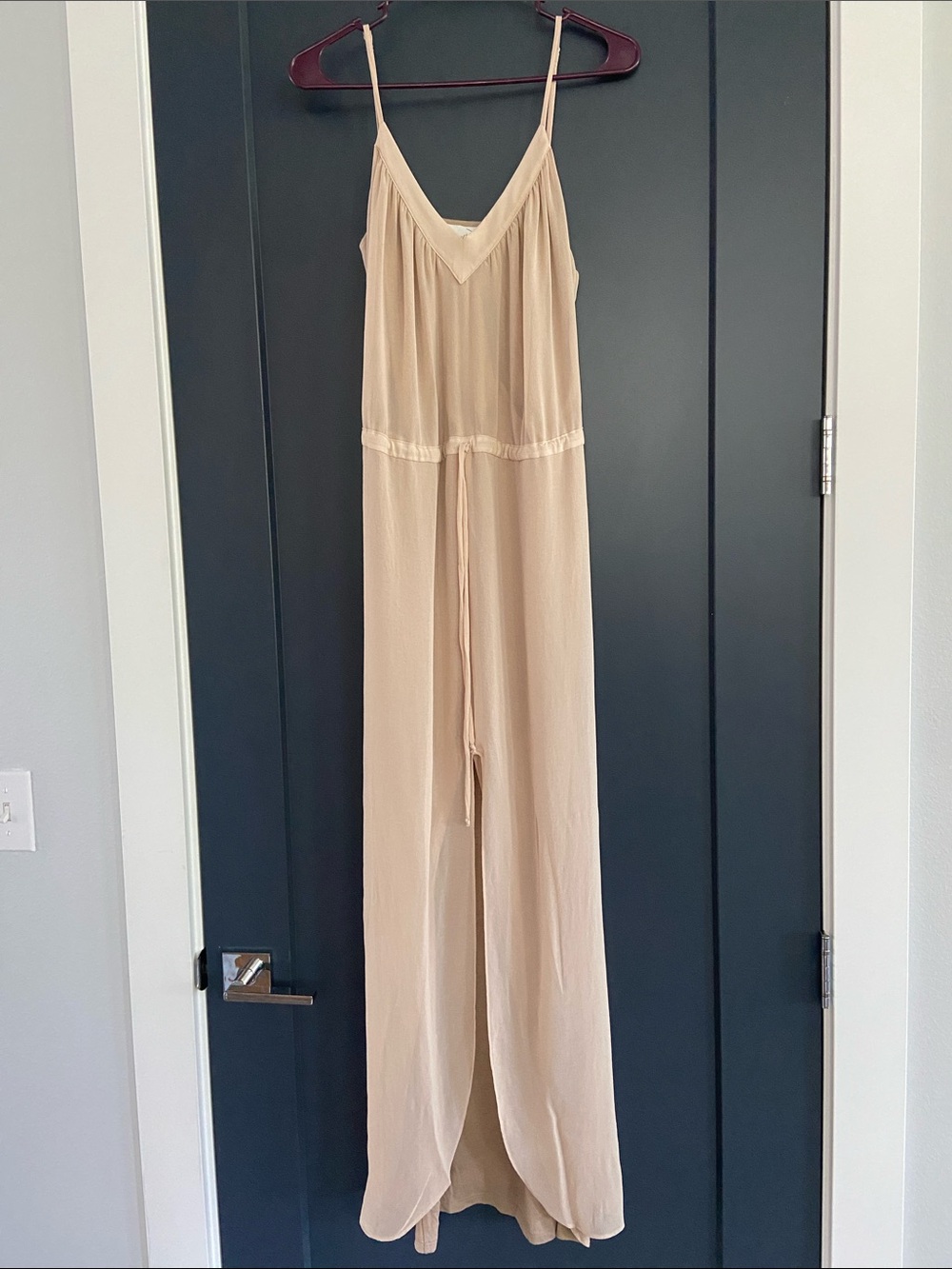 Rory Beca Neutral Beige Maxi Dress 100% Pure SILK